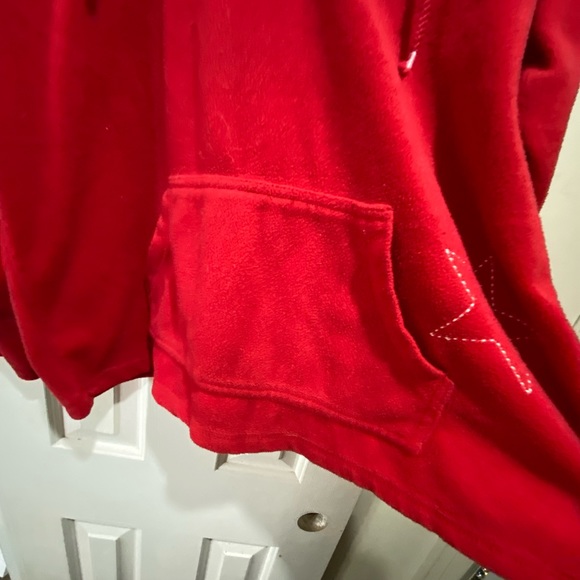 red fuzzy zip up - Picture 6 of 8